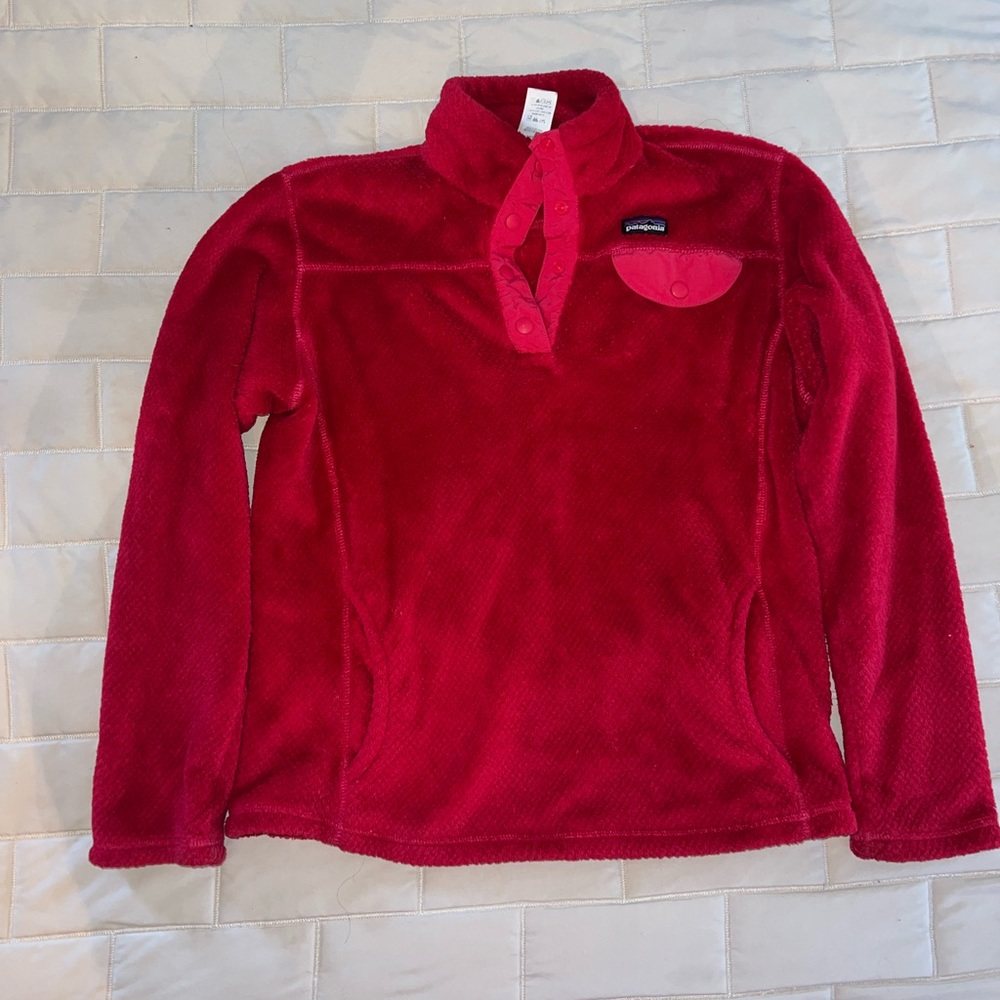 Girls XL Patagonia Fuchsia Pink Synchilla Snap-T Long Sleeve Pullover Fleece 14